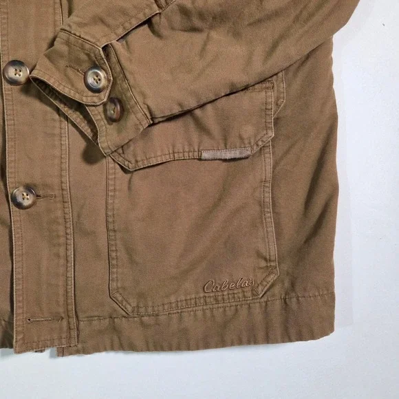 Cabelas Chore Jacket Mens XL Canvas Sherpa Lined Field Coat Brown‎ - Picture 2 of 12